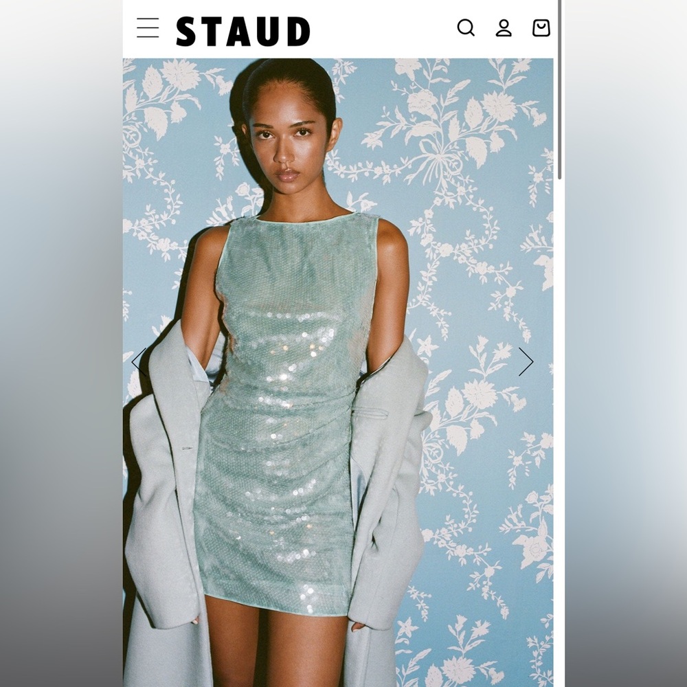 STAUD Mint Green Sequin Mini Dress